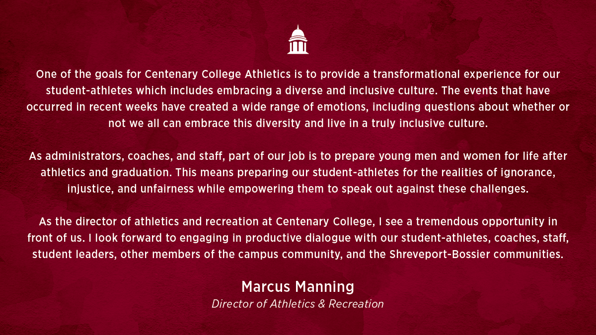 Important Statement from Director of Athletics and Recreation Marcus Manning