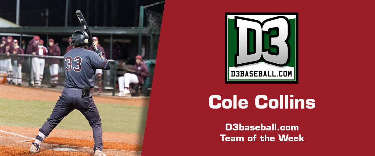 Cole Collins Named To D3baseball.com Team of the Week